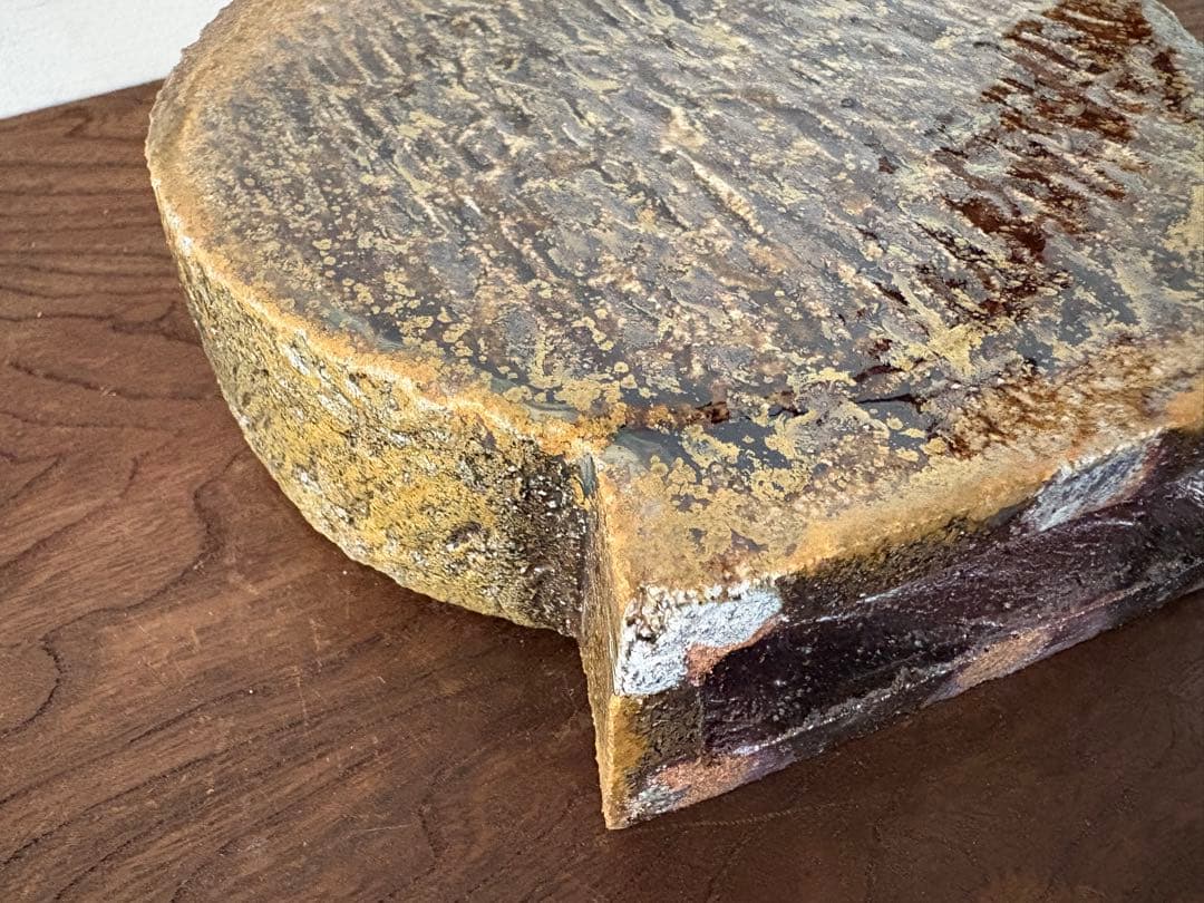 松崎健 灰被窯変扁壷 共箱 未使用品 松崎健 灰被