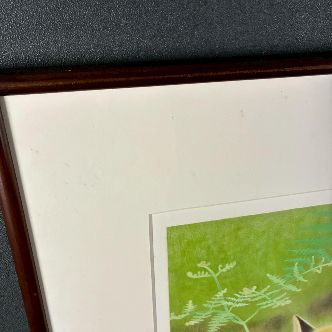 山口華楊「山野辺」狐 リトグラフ 印章有 額縁入り 限定100点 きつね 動物画