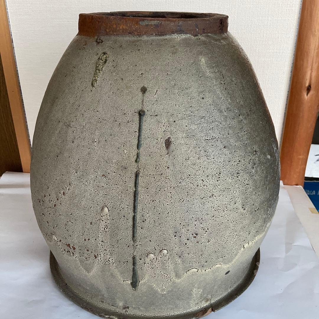 信州松代焼　初期松代焼天王山窯屋号入甕　江戸時代中期(文化文政頃)頃