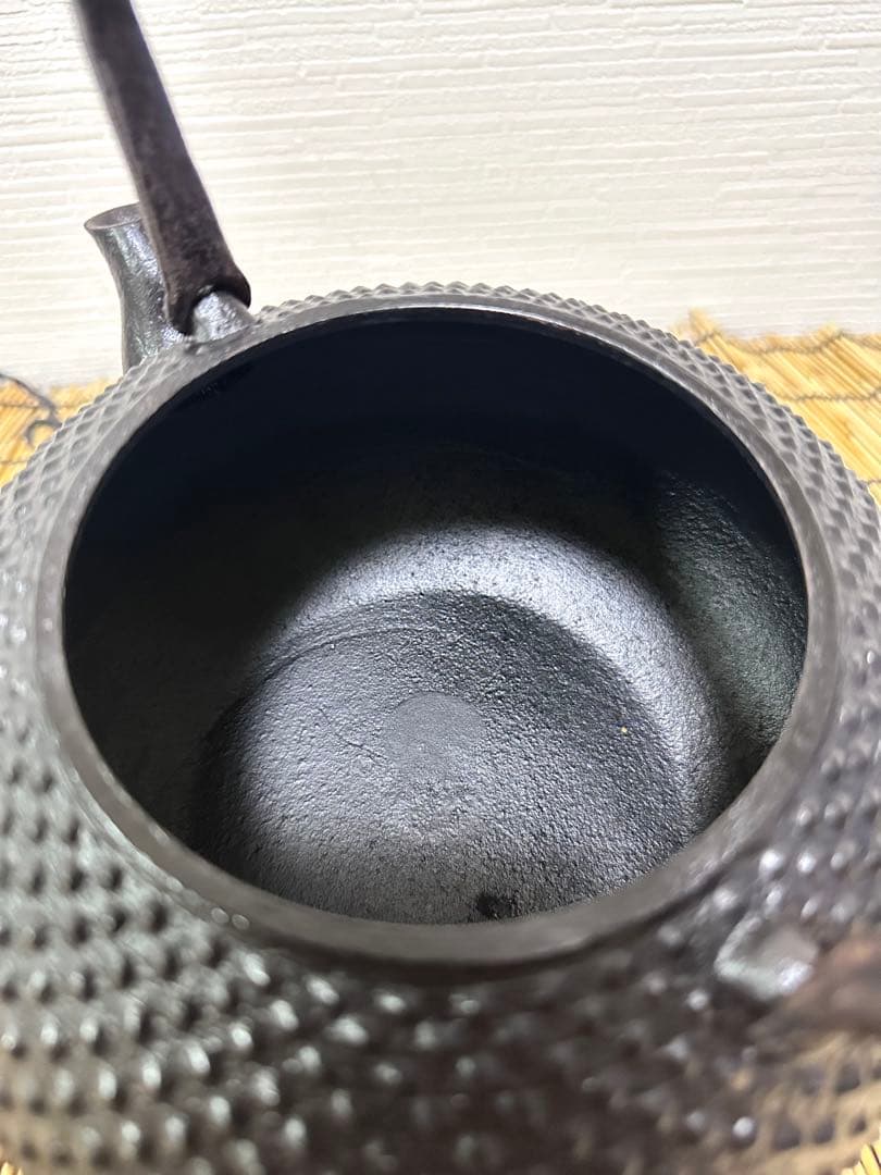 未使用、保管品　南部成龍堂鋳造所　斎峰　及川光正造　宝珠形馬蹄鉉　南部鉄瓶