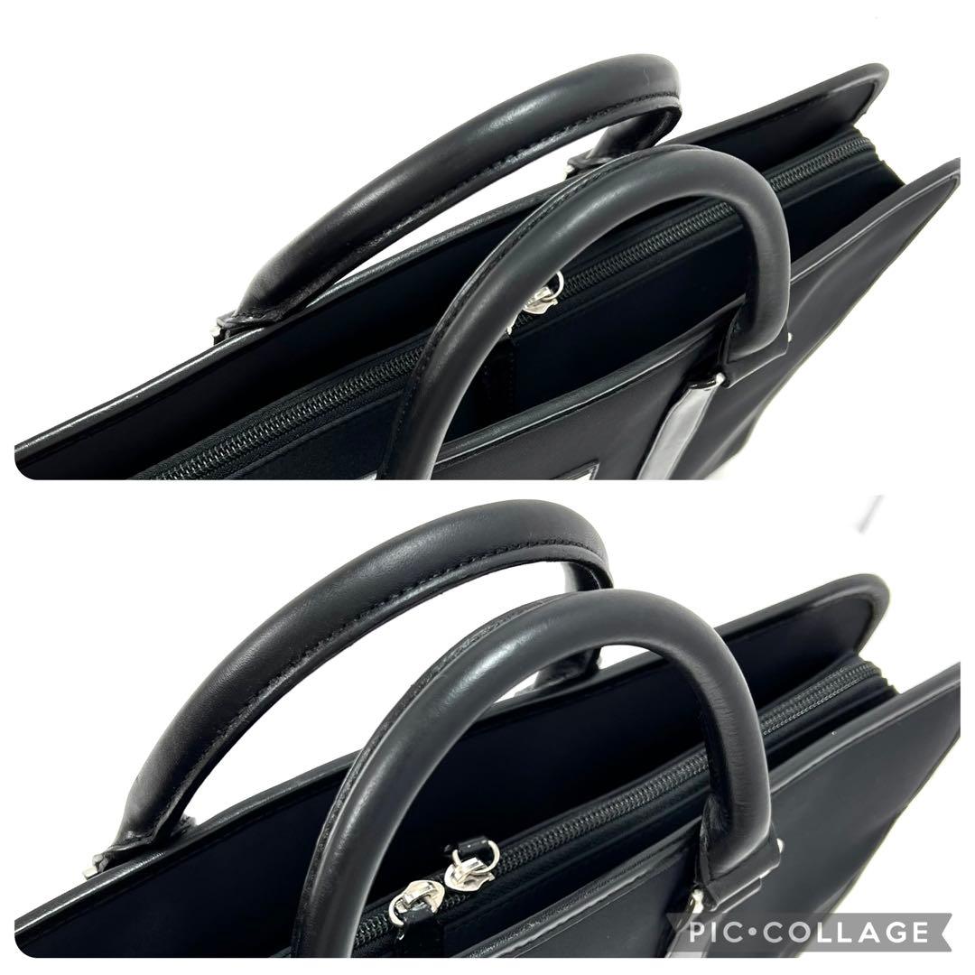 バーバリーブラックレーベル　ビジネスバッグ　ナイロン　レザー　チェック　ブラック