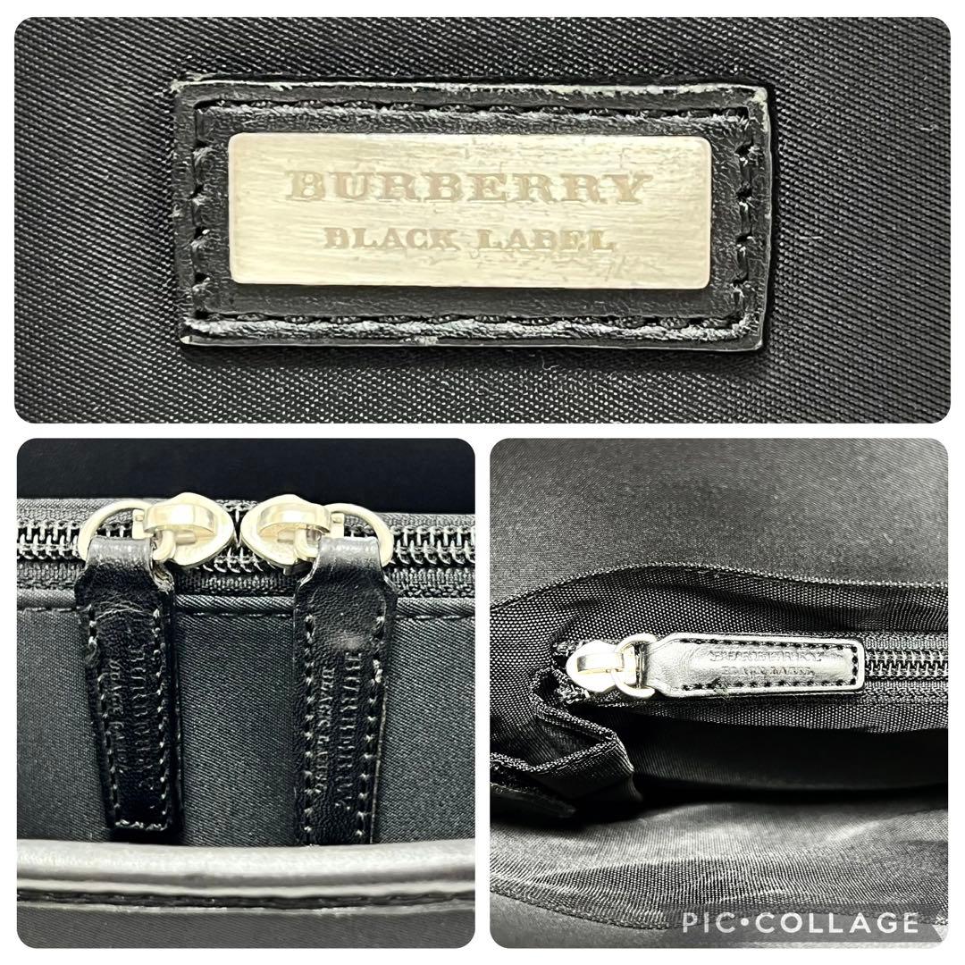 バーバリーブラックレーベル　ビジネスバッグ　ナイロン　レザー　チェック　ブラック