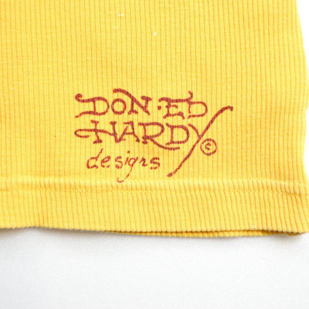 【美品】ED HARDYエドハーディ ベイビーデビル ダメージドタンクトップ黄色