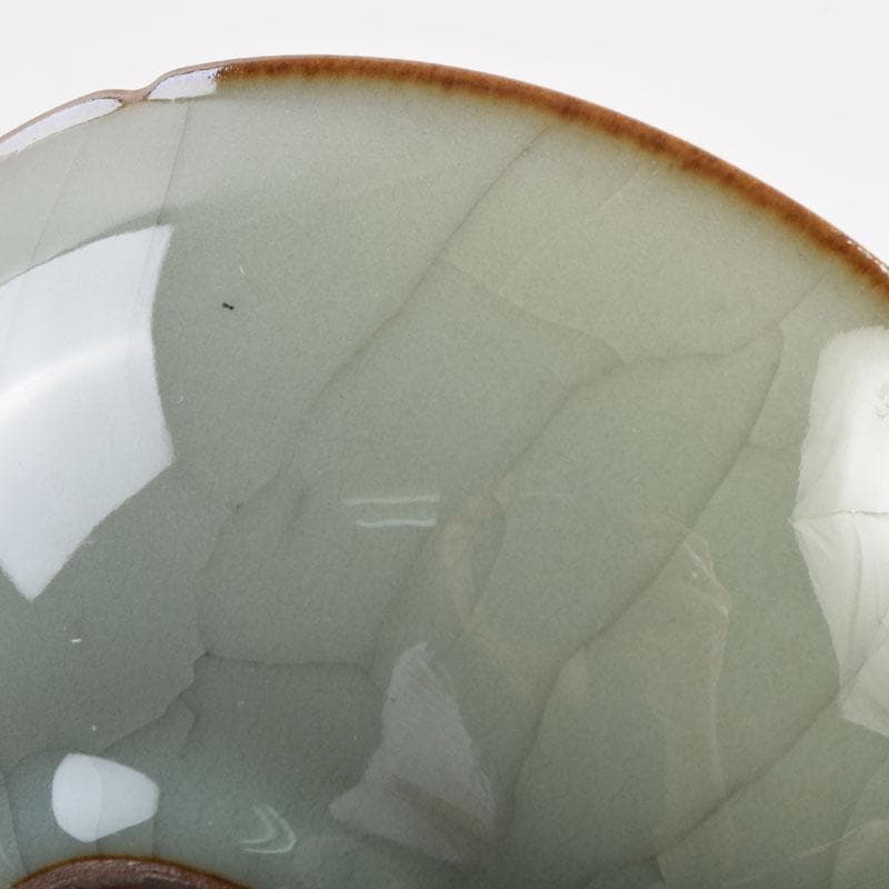 中国 哥窯 青磁 金糸鉄線 氷裂文 輪花皿 C 8994