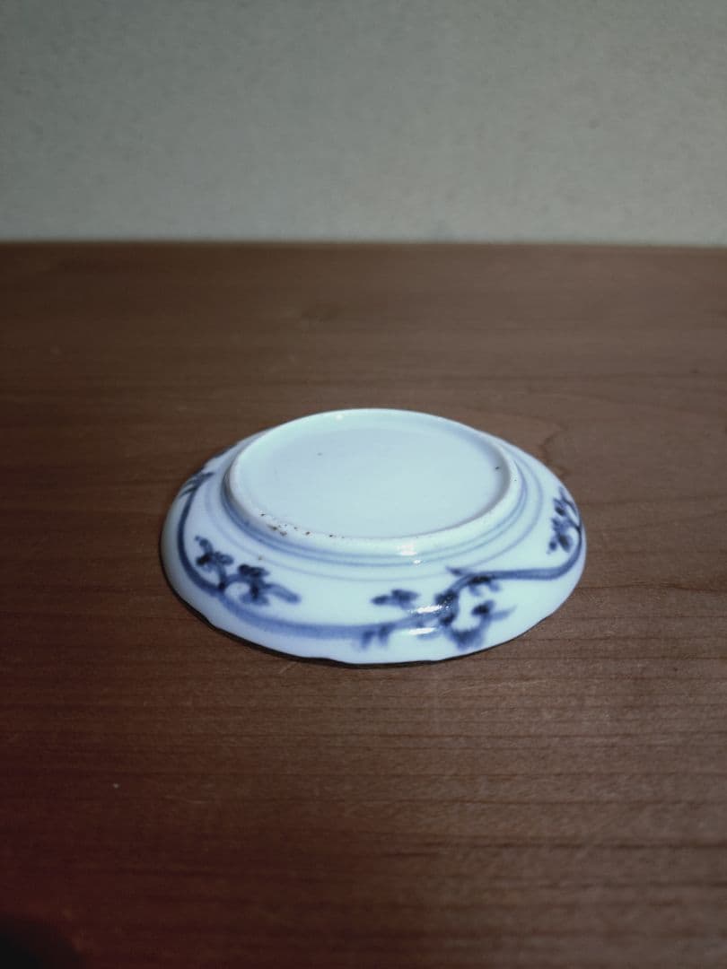 古伊万里 染付 蛸唐草紋 輪花 豆皿 手塩皿