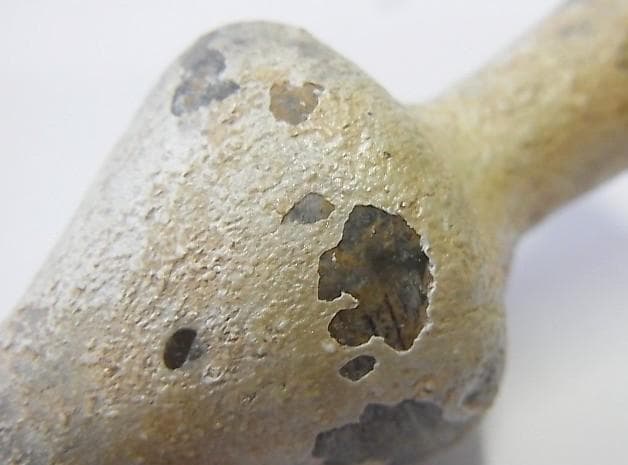 ☆Y1417☆古代 ガラス 化粧小瓶 銀風化 アイライン顔料壺 ローマ出土