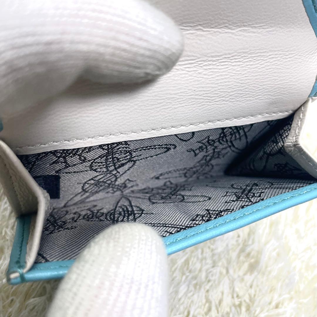 未使用に近い ヴィヴィアンウエストウッド 折財布 ブルー 三つ折り財布