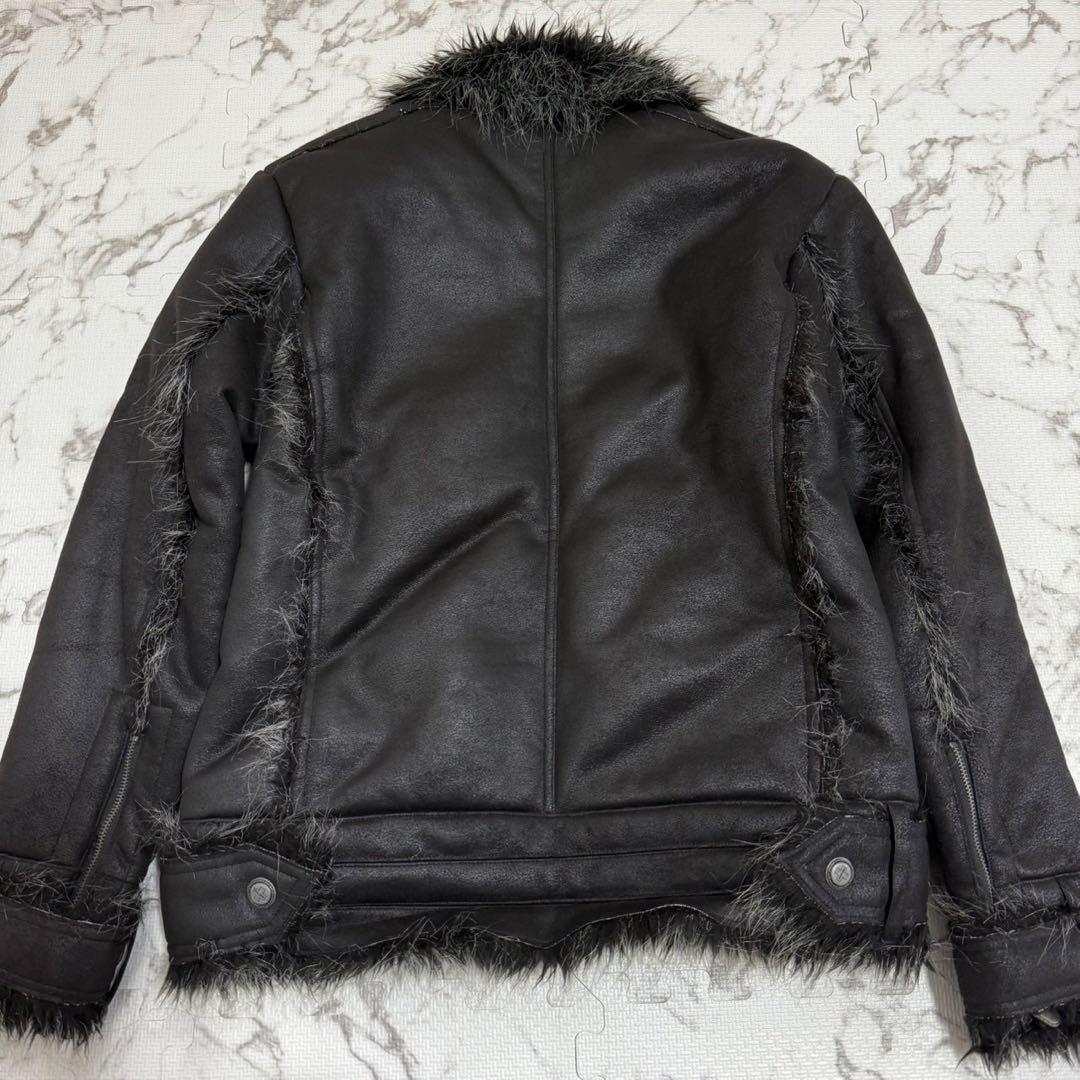 BURNING SHO ecoleather fur jacket ボアy2k
