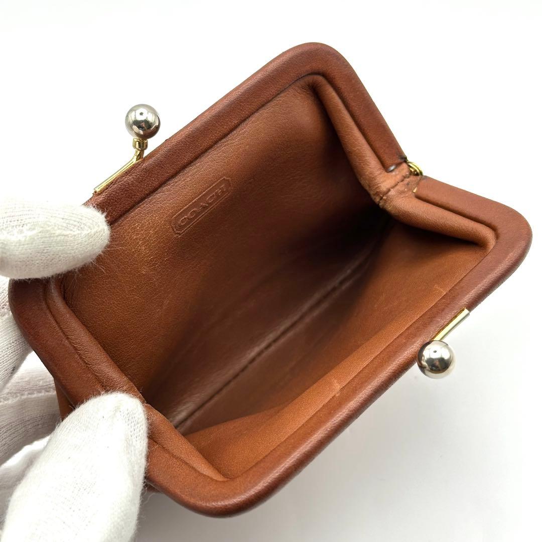 オールドコーチ ケース レザー がま口 ブラウン