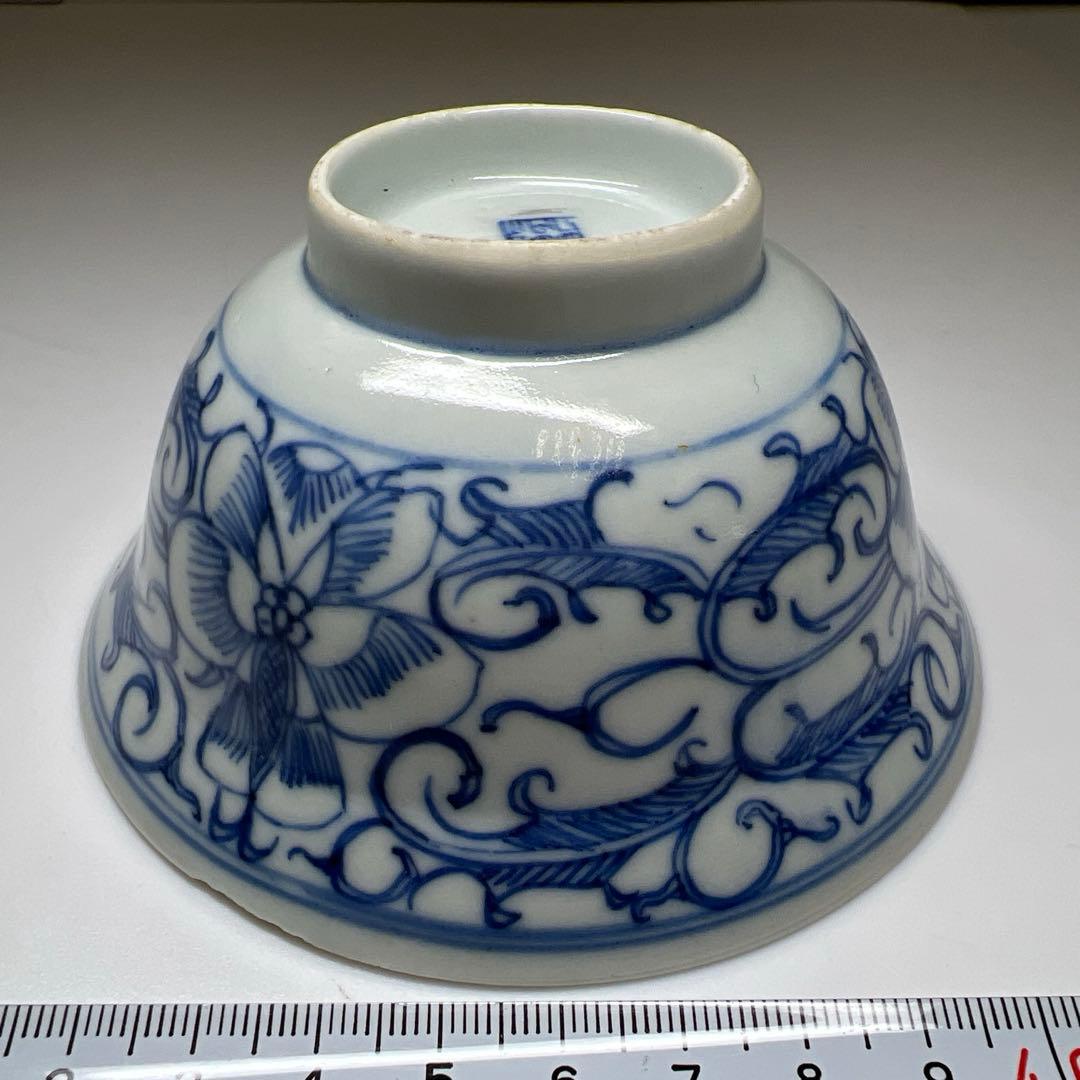 中国清朝時代　古染付レンゲ、鉢5客　東Y7-1022☆2Fタニチ