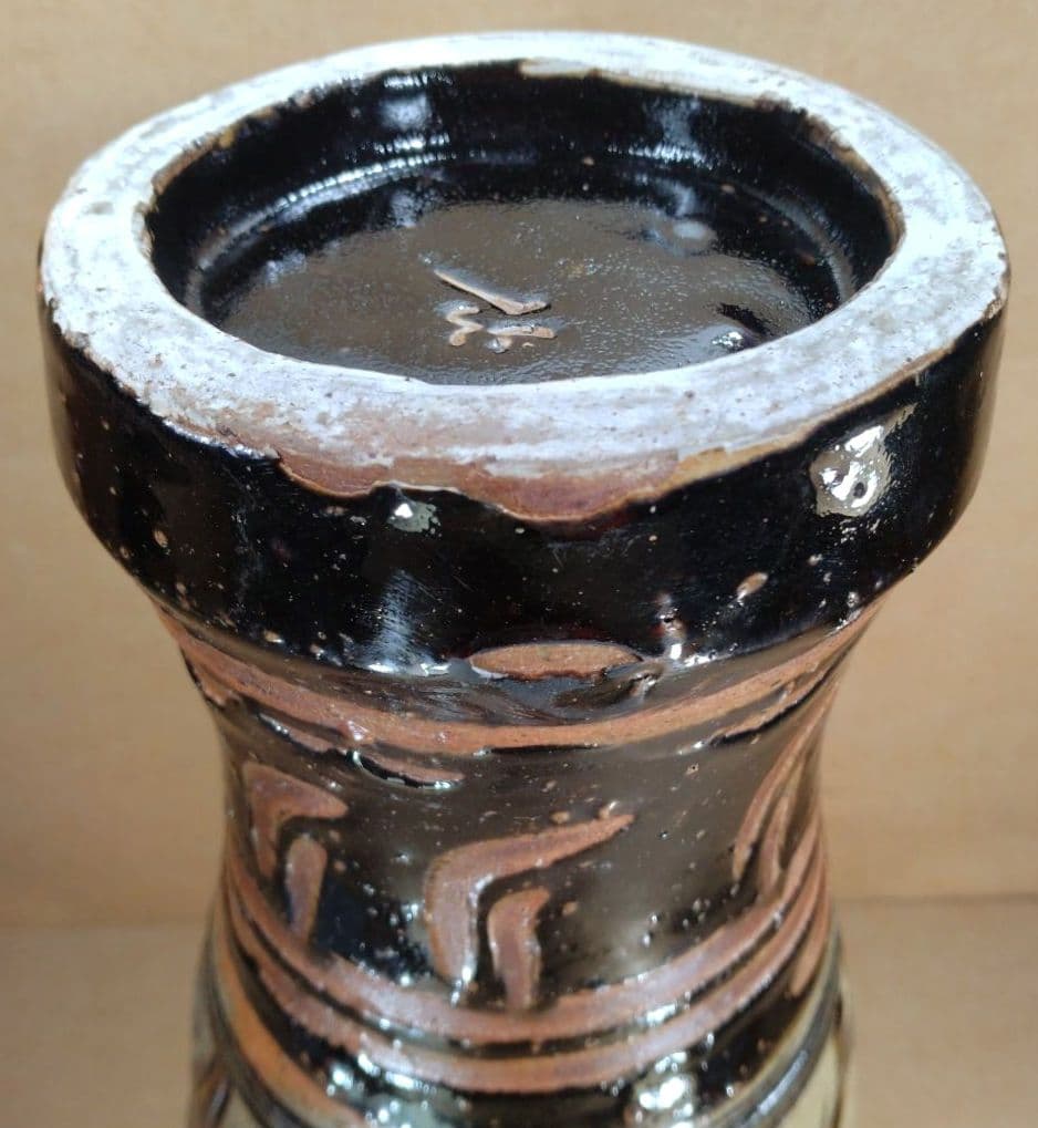 れれれ【本物保証】金城次郎 クヮンカミヤー文花瓶 共箱 栞 h36㎝超