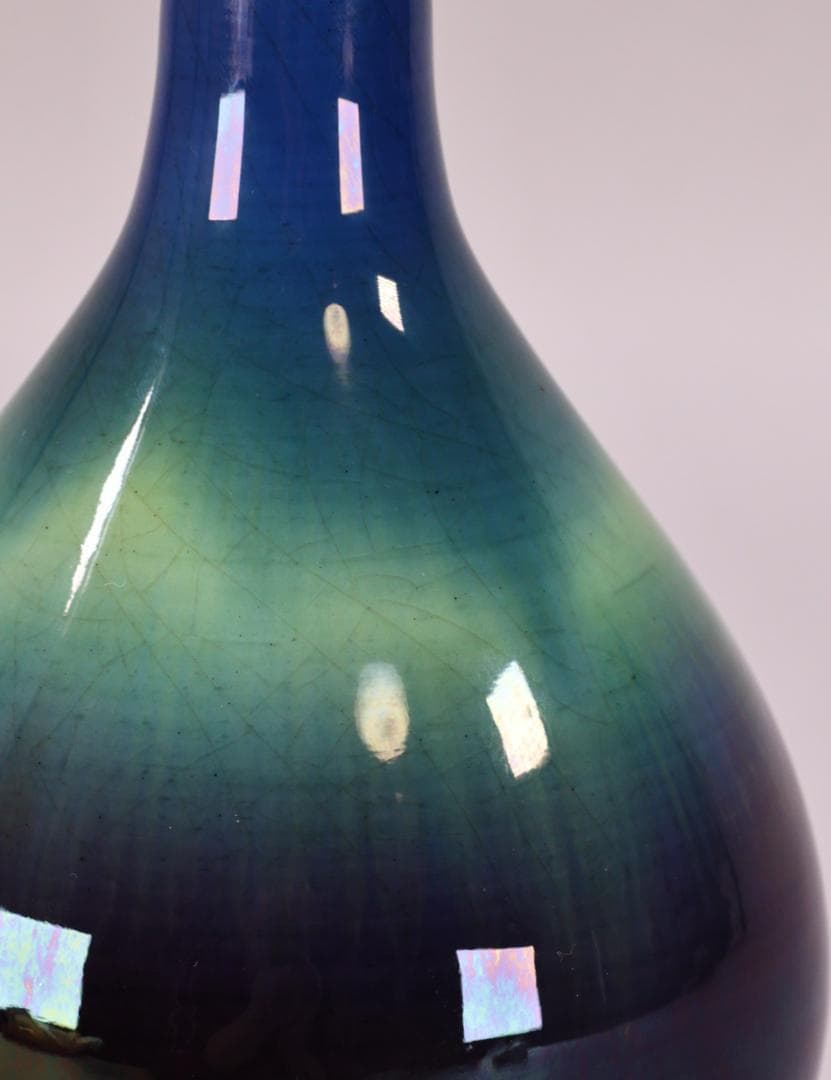 BK209 本物保証 徳田八十吉（正彦） 「 彩釉 花生 」 共箱 花器 花瓶