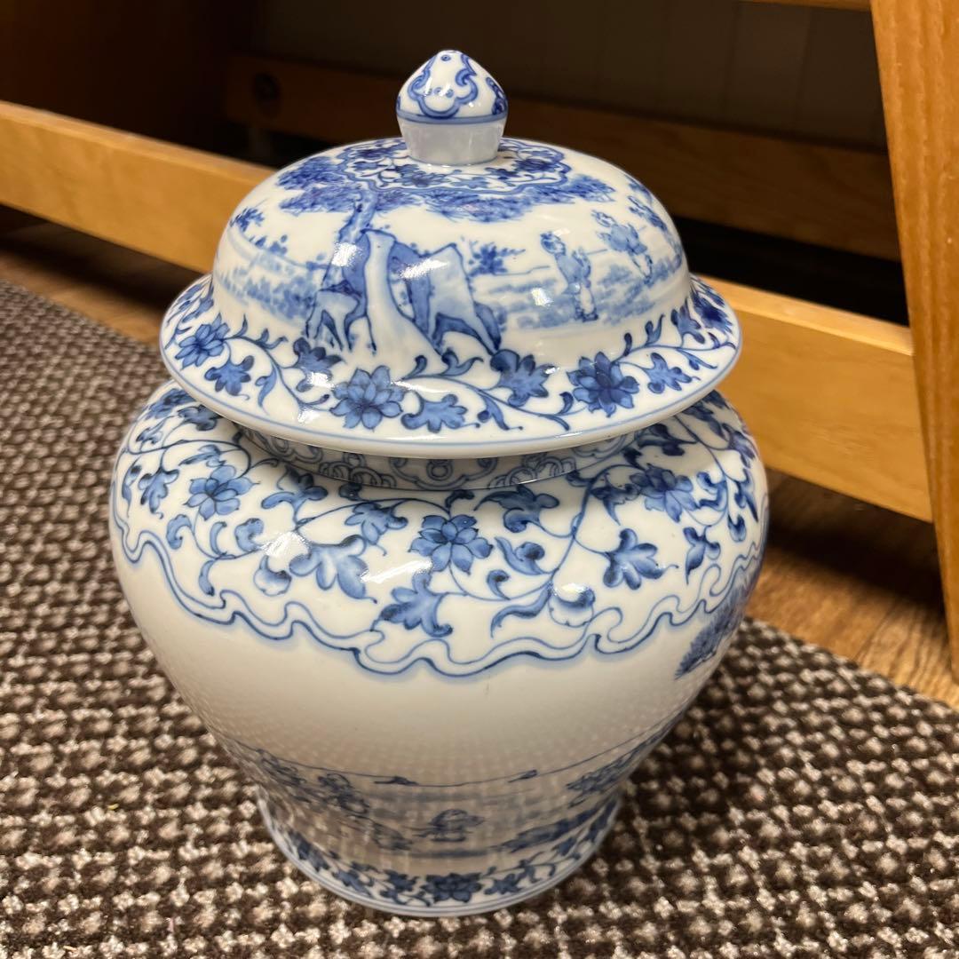 青染付壺 蓋壷 時代物 古美術品 骨董品 - メルカリ