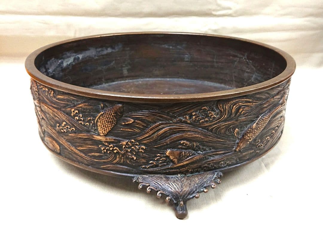 古銅 渡雲鋳の水盤