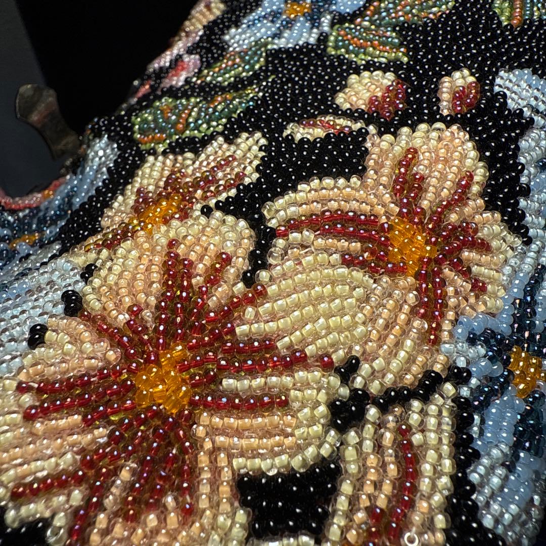 ビーズバッグ 花柄