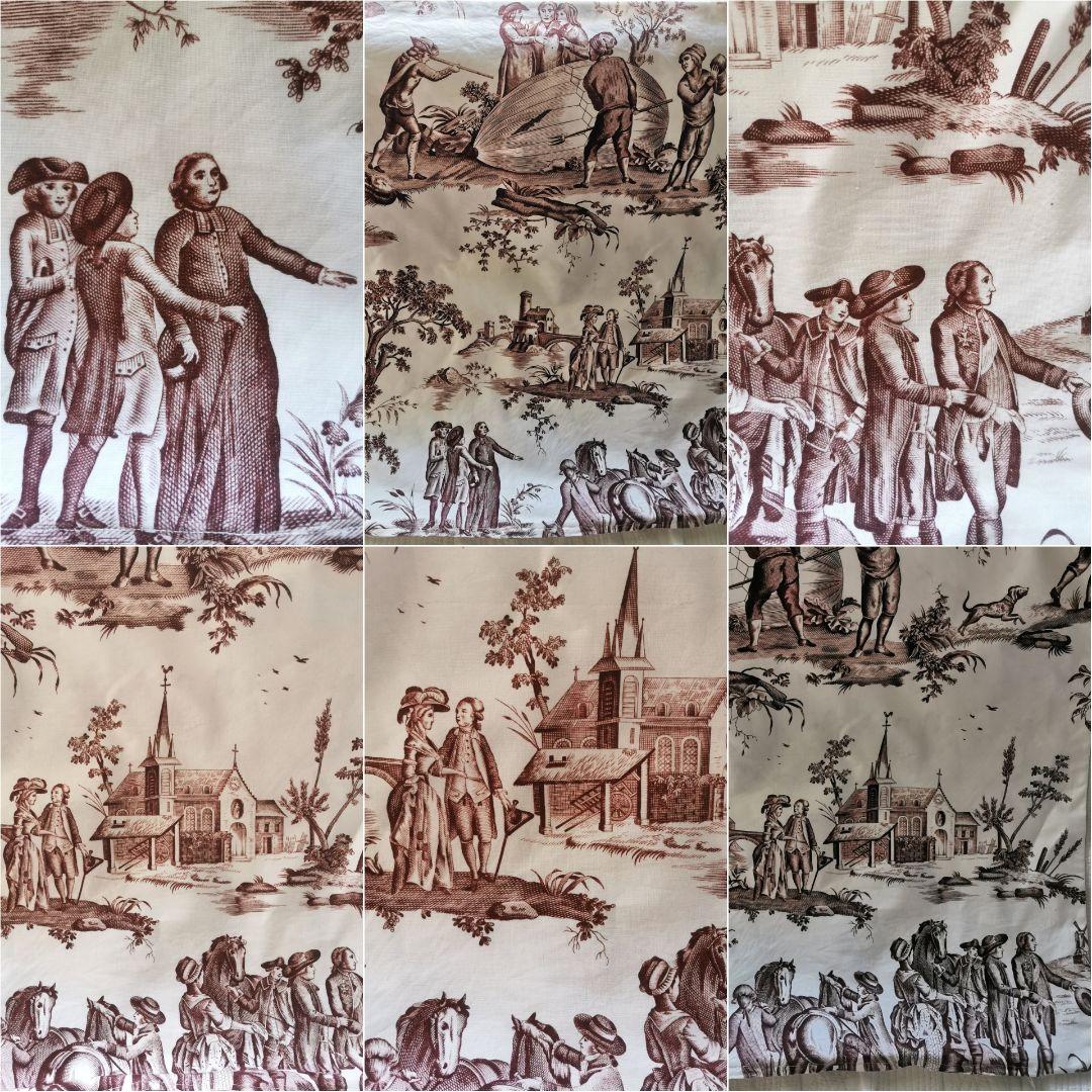 ヴィンテージ 復刻トワルドジュイ 1784年パリ気球飛行版画 クッション