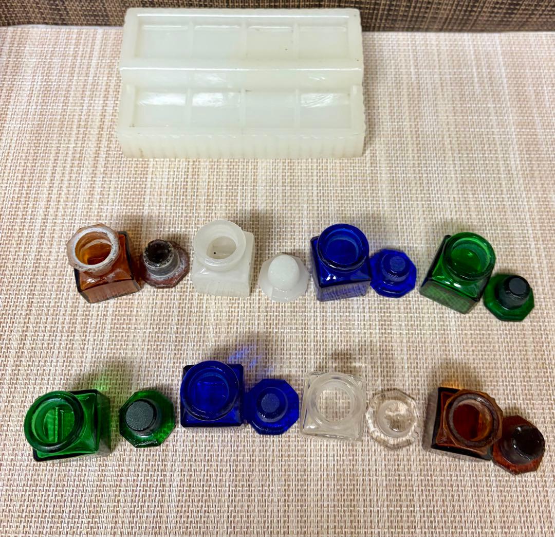 戦前 歯医者 薬瓶 ミルクガラス 薬瓶台 セット ① - メルカリ