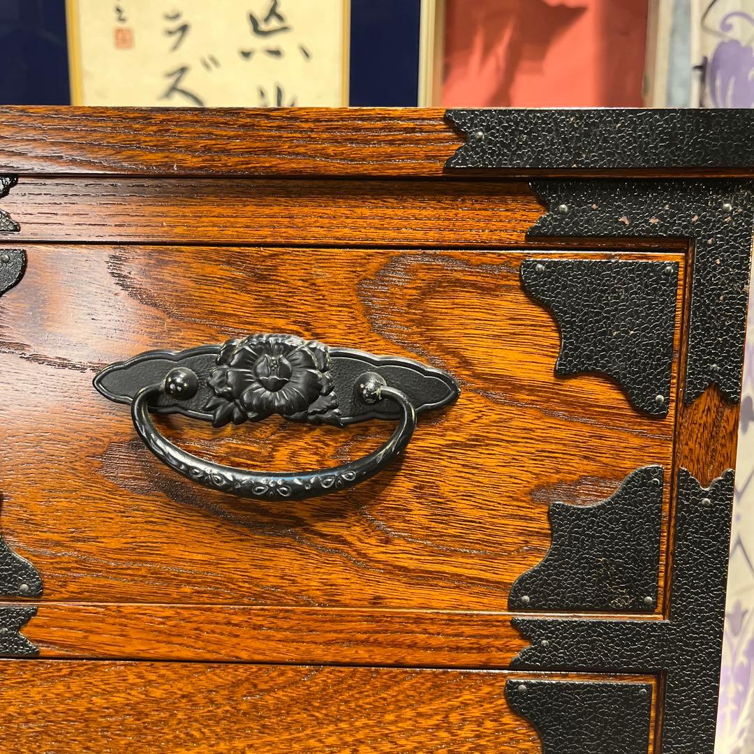 Sale 和製アンティーク 重厚感ある鉄器 チェストキャビネット 民芸