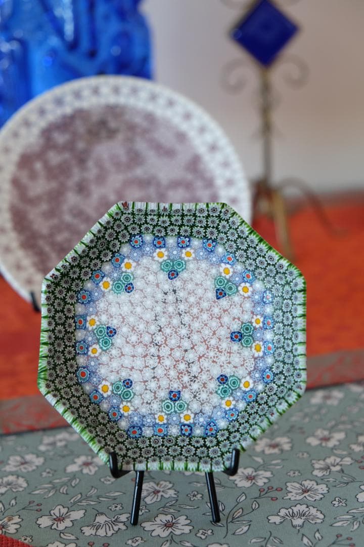 ベネチアンガラス ミルフィオリ ムッリーニ プレート 作家 潮工房 江波