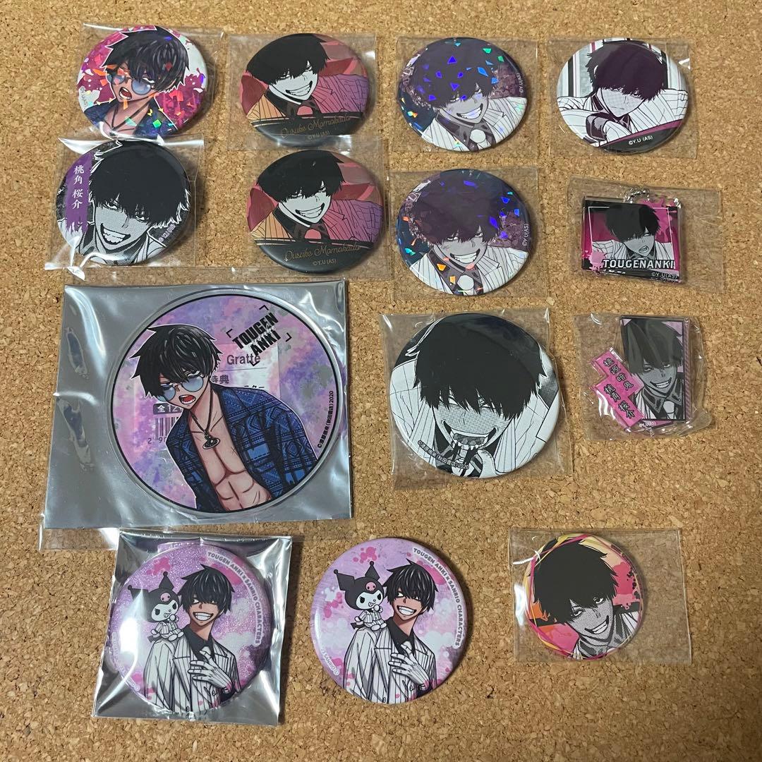 桃源暗鬼 缶バッジ 桃角桜介 ホログラム メタリック TSUTAYA メディコス