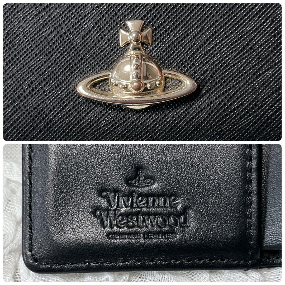 三つ折り　vivienne オーブ三つ折り財布 レザー　サフィアーノ　がま口