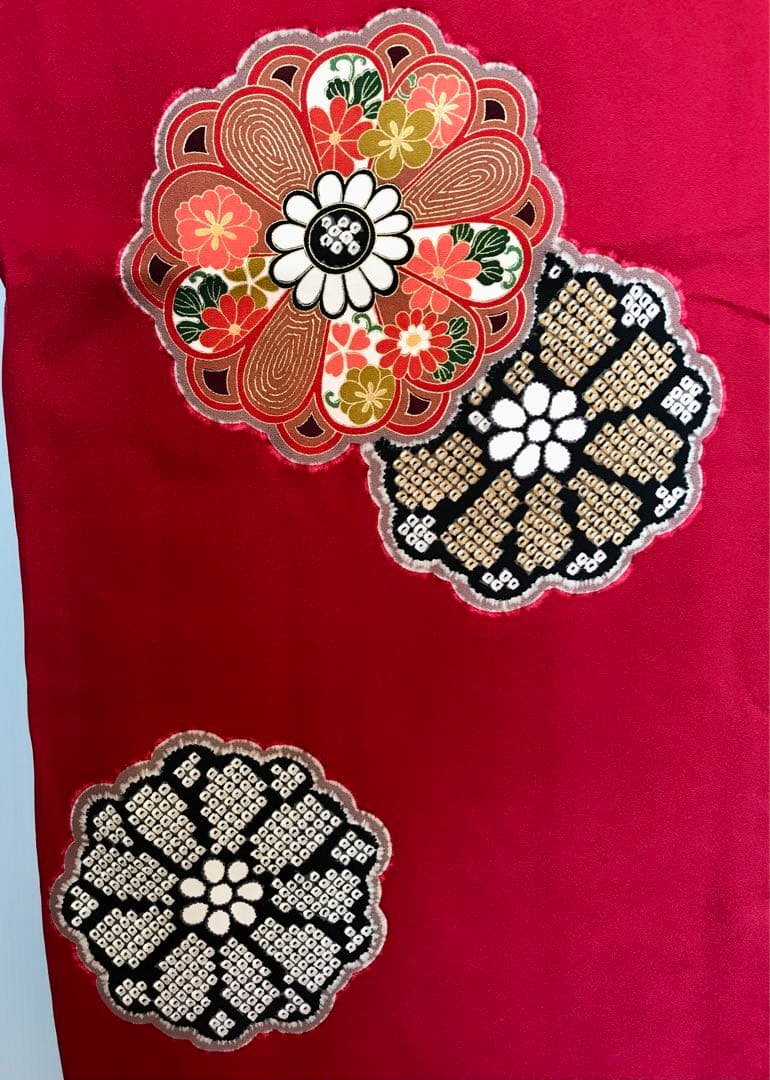 振袖 超美品 正絹 金糸と色刺繍 個性的 絞り柄