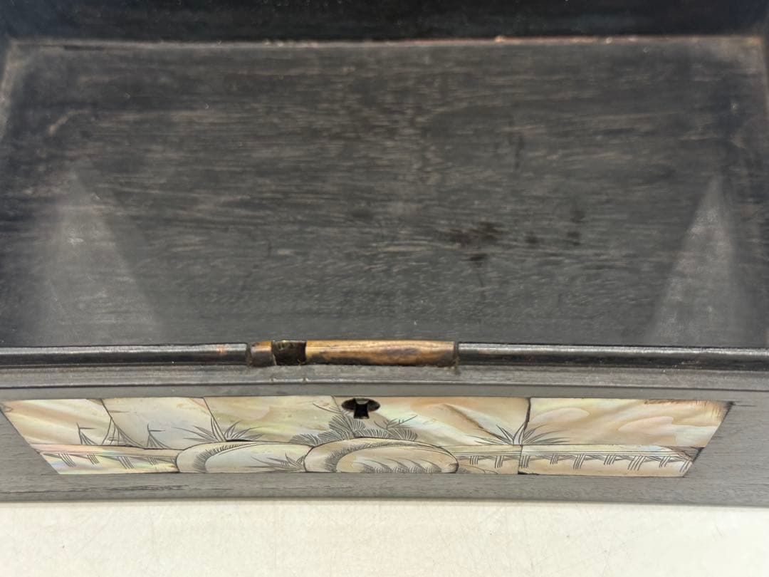 中国 清時代 螺鈿圖紅木箱 アンティーク 送料込み251108