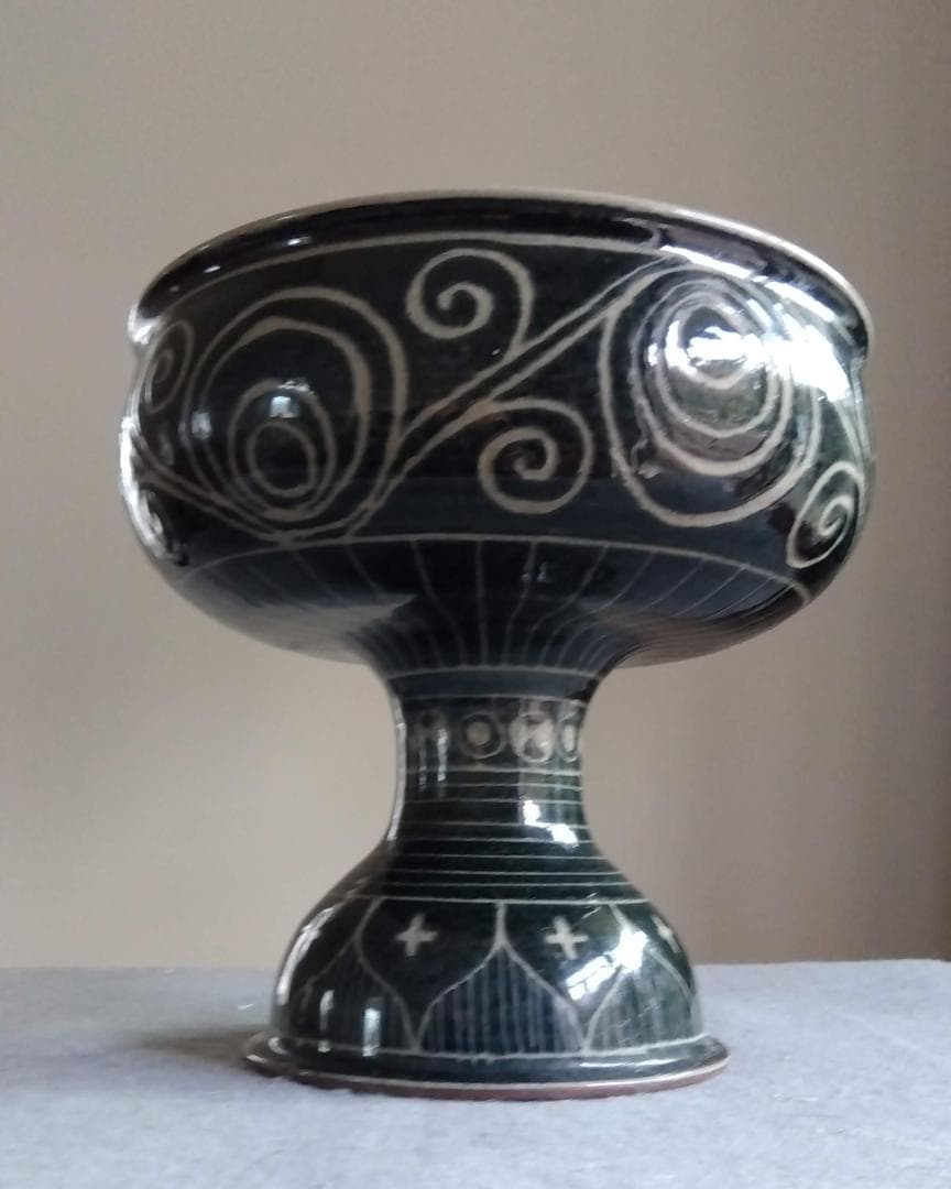 越前焼 あかね陶房 山路茜 藍化粧のポップモダニズムな斬新デザイン巨大