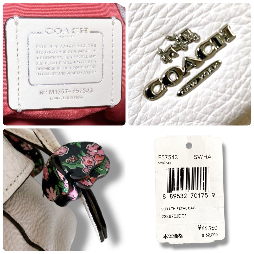 コーチ 良品 2way 斜め掛け可 レザー 巾着ショルダーバッグ ホワイト系