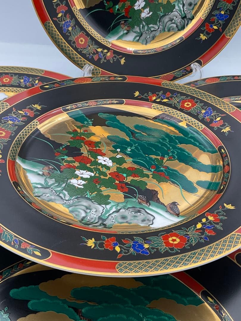 金襴手花鳥図器揃 大皿 有田焼 古伊万里