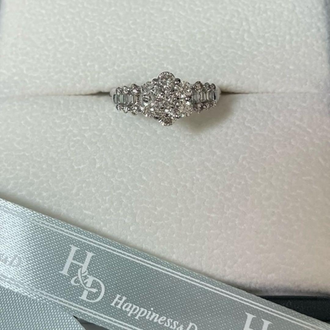 フラワー　プラチナ950 ダイヤモンド リング　指輪 13号