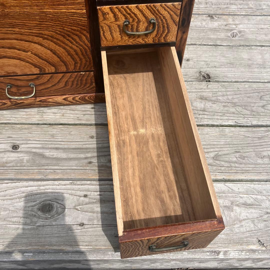 昭和レトロ 木製 長火鉢 五徳付き 5杯 引き出し収納付き 火鉢 囲炉裏