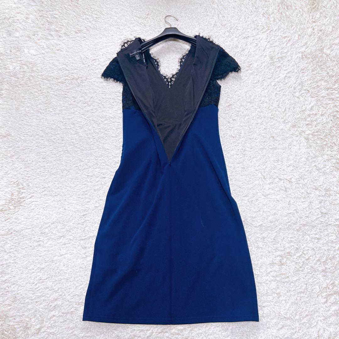 美品　タダシショージ　レース切替Ｖネック　キャップスリーブドレス　近年モデル　S