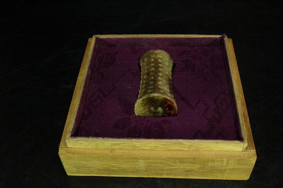 中国美術 古長沙勾雲管型器 玉石刻 飾 京都旧家蔵(K-