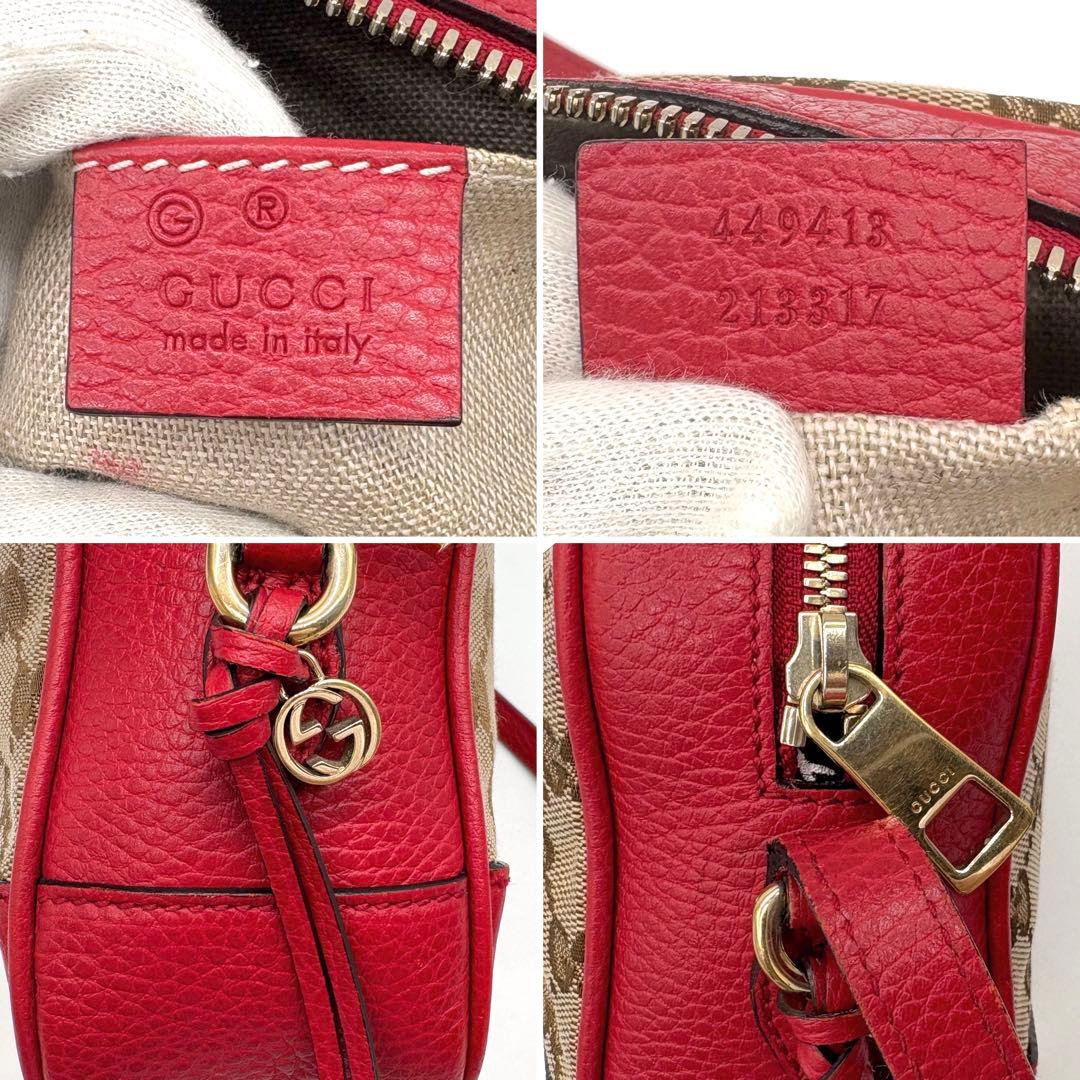 【極美品】GUCCI カメラ ショルダーバッグ チャーム GGキャンバス レザー