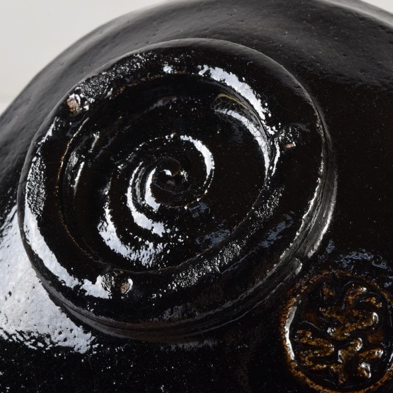 Gojyo様専用 茶道具 楽焼 佐々木松楽作 黒楽茶碗 共布共箱 V 7400