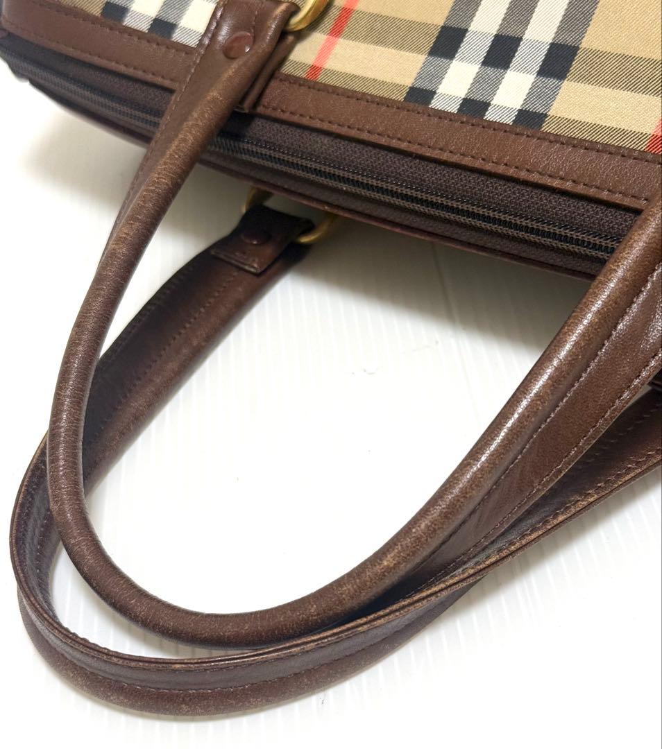 美品♪ オールド バーバリー Burberry ミニボストン ハンドバッグ