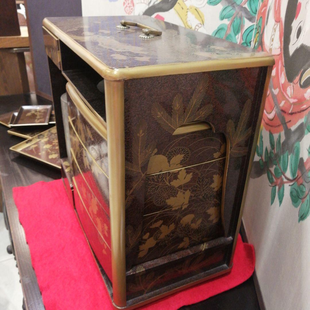 骨董 弁当箱 野点 茶道具 蒔絵 木製 木箱 正月飾り 大名 重箱