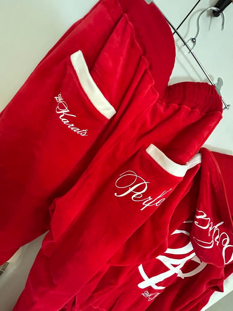 EXILE 24karats ジャージ 赤 セットアップ ベロア Lサイズ - メルカリ