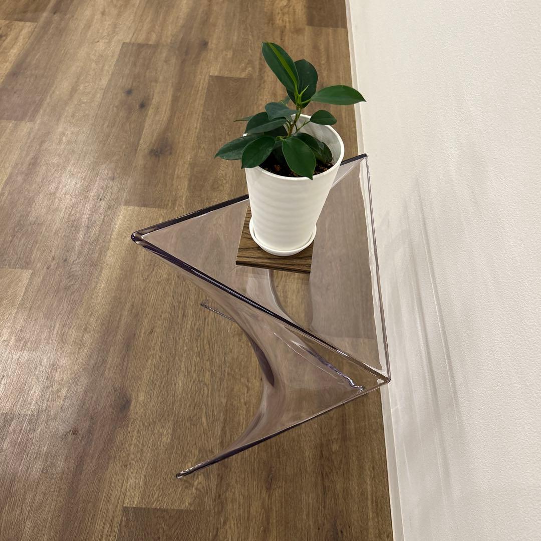 新品☆おしゃれサイドテーブル 花台 ナイトテーブル クリア モダン