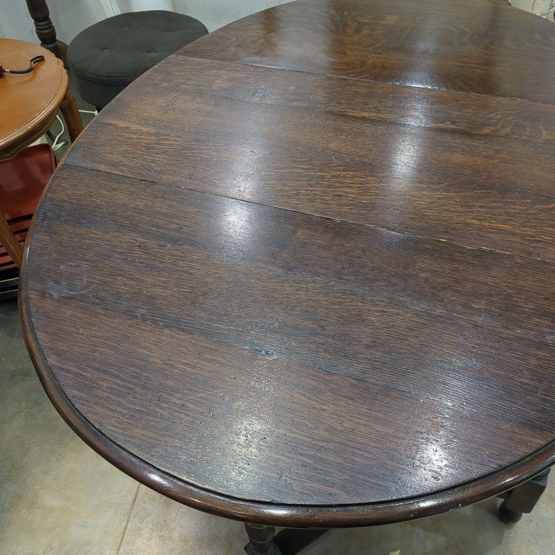 アンティーク ダークブラウン ドロップリーフテーブル 木製 机