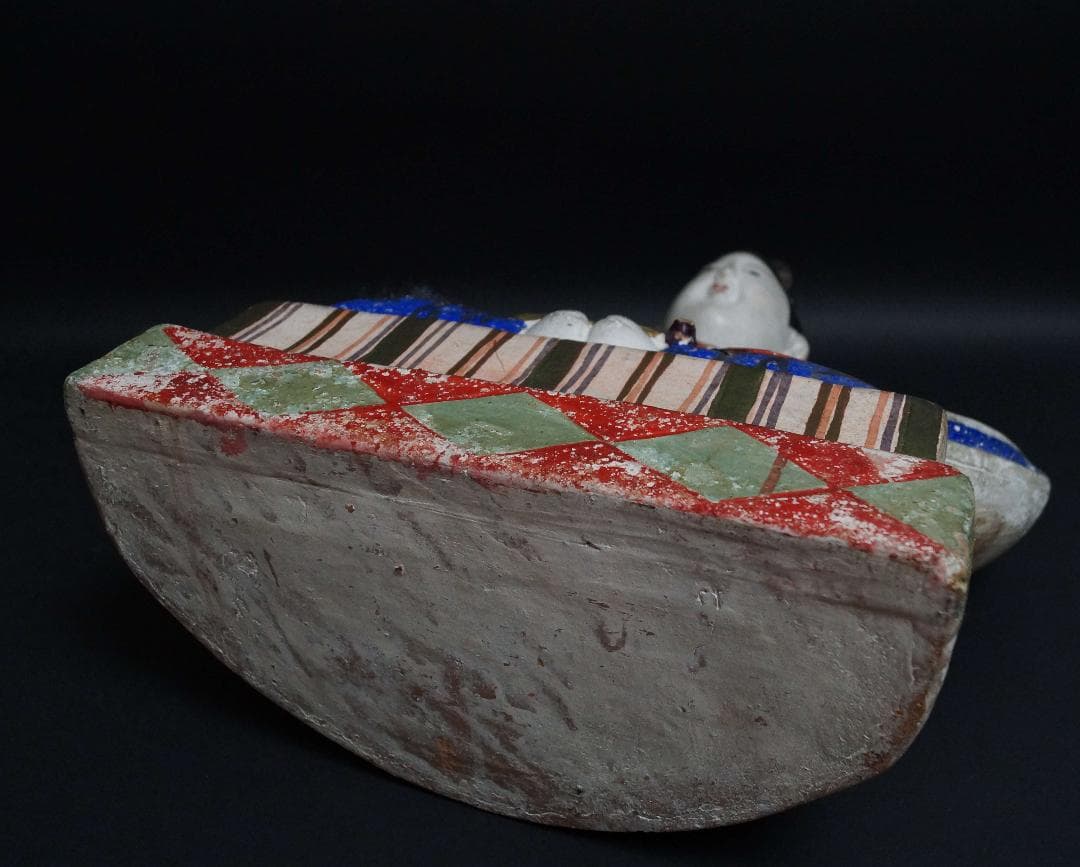 明治期 大型三次人形 天神（菅原道真）置物 光人形 粘土製歴史資料★重さ2.3㎏