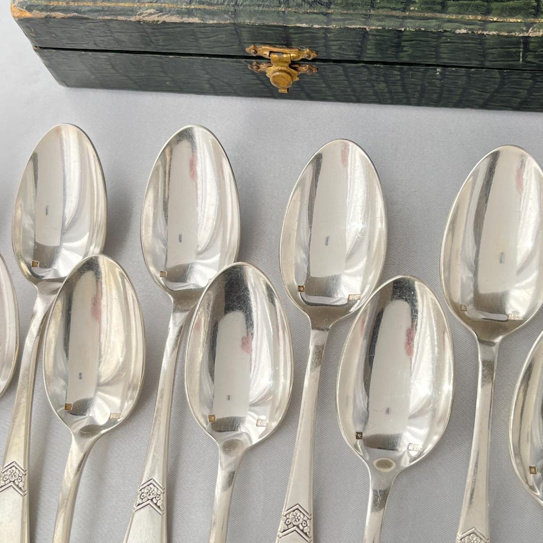 【仏蘭西】 アールデコ コーヒースプーン 12本 14.5cm ケース
