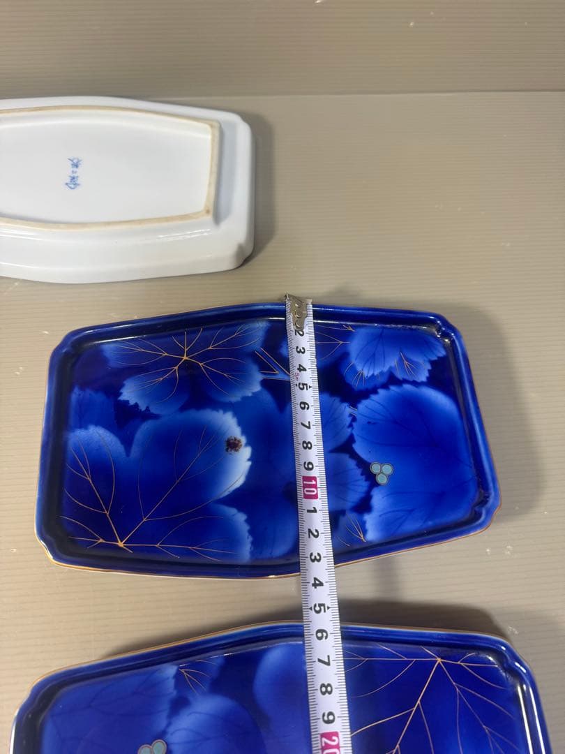 明治時代 深川製 富士図中皿5枚 直径約17.5㎝ 東Y7-