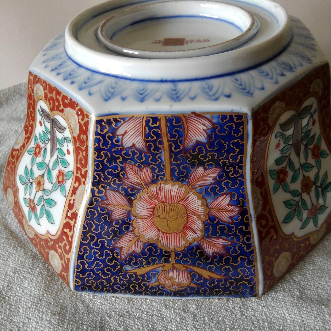 古伊万里 染錦草花 鉢