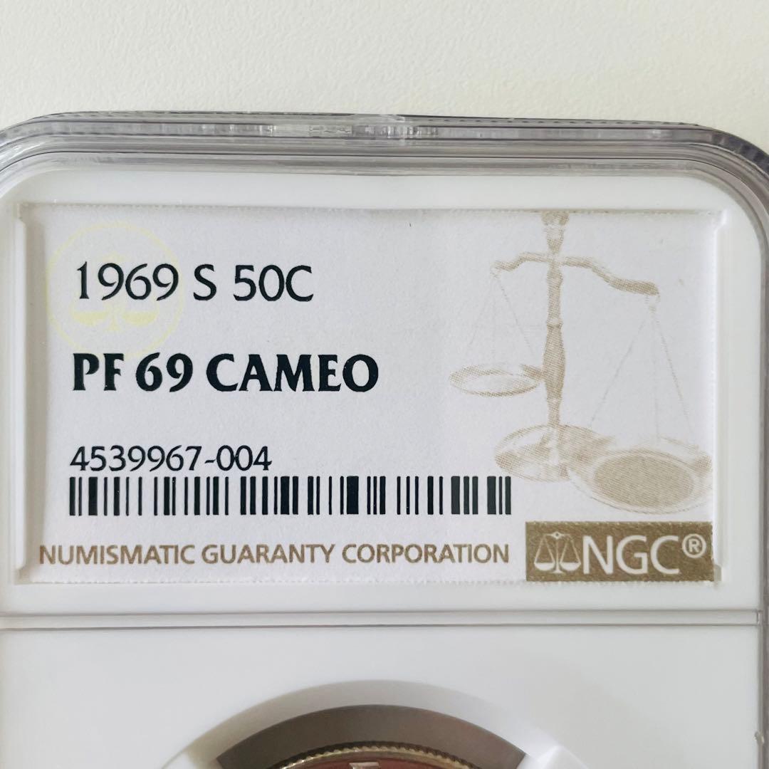 1969 アメリカ ハーフダラー 銀貨 ケネディ NGC PF 69 CAMEO