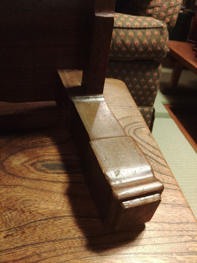 希少机テーブル文机無垢座卓 彫刻レトロアンティークヴィンテージ