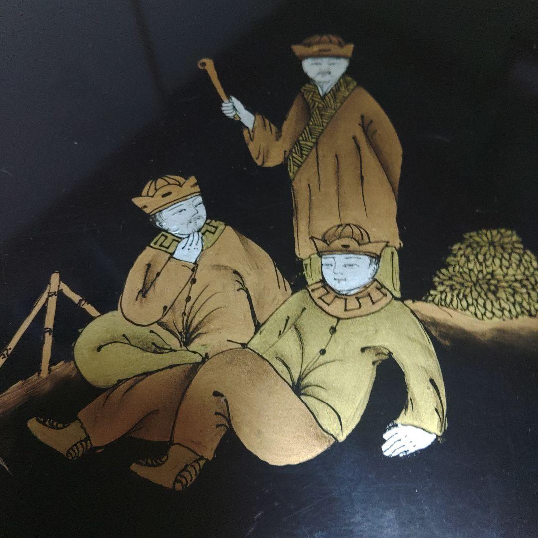 中国キャビネット 漆細工? 武人図