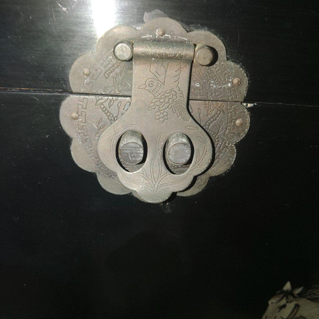 中国キャビネット 漆細工? 武人図