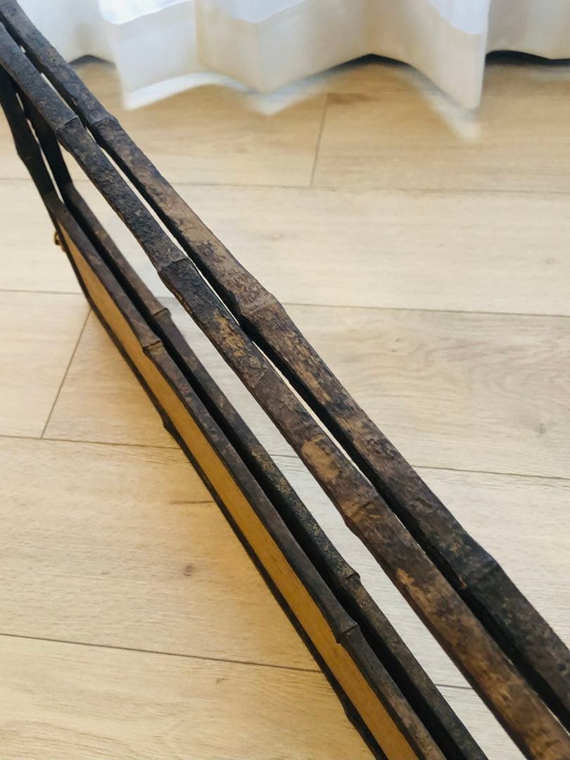 指物師 善州 造 古竹意 炉屏 2枚折 共箱付き 煎茶道具結界斑竹